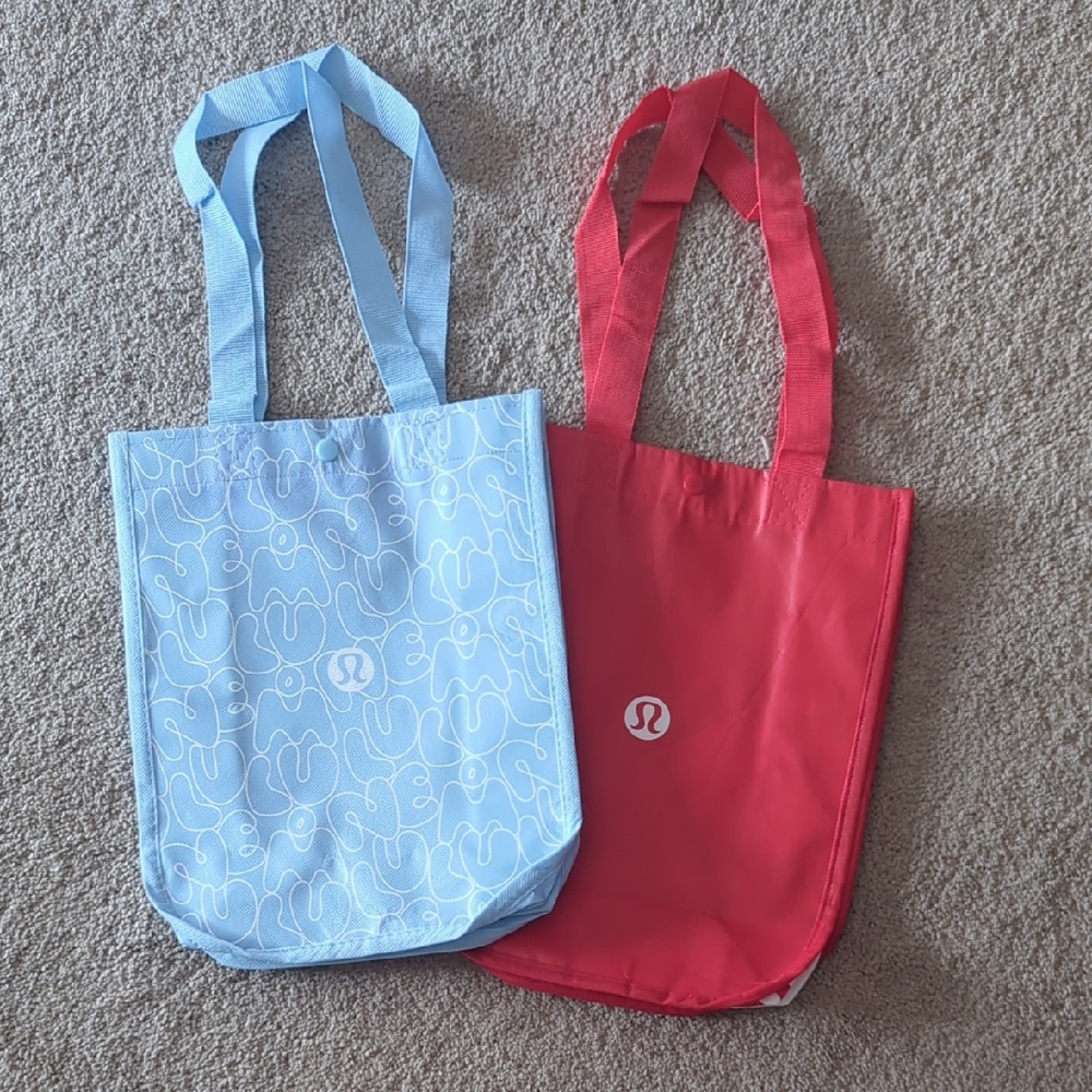 Lululemon Athletica Red and Light Blue Tote Bags